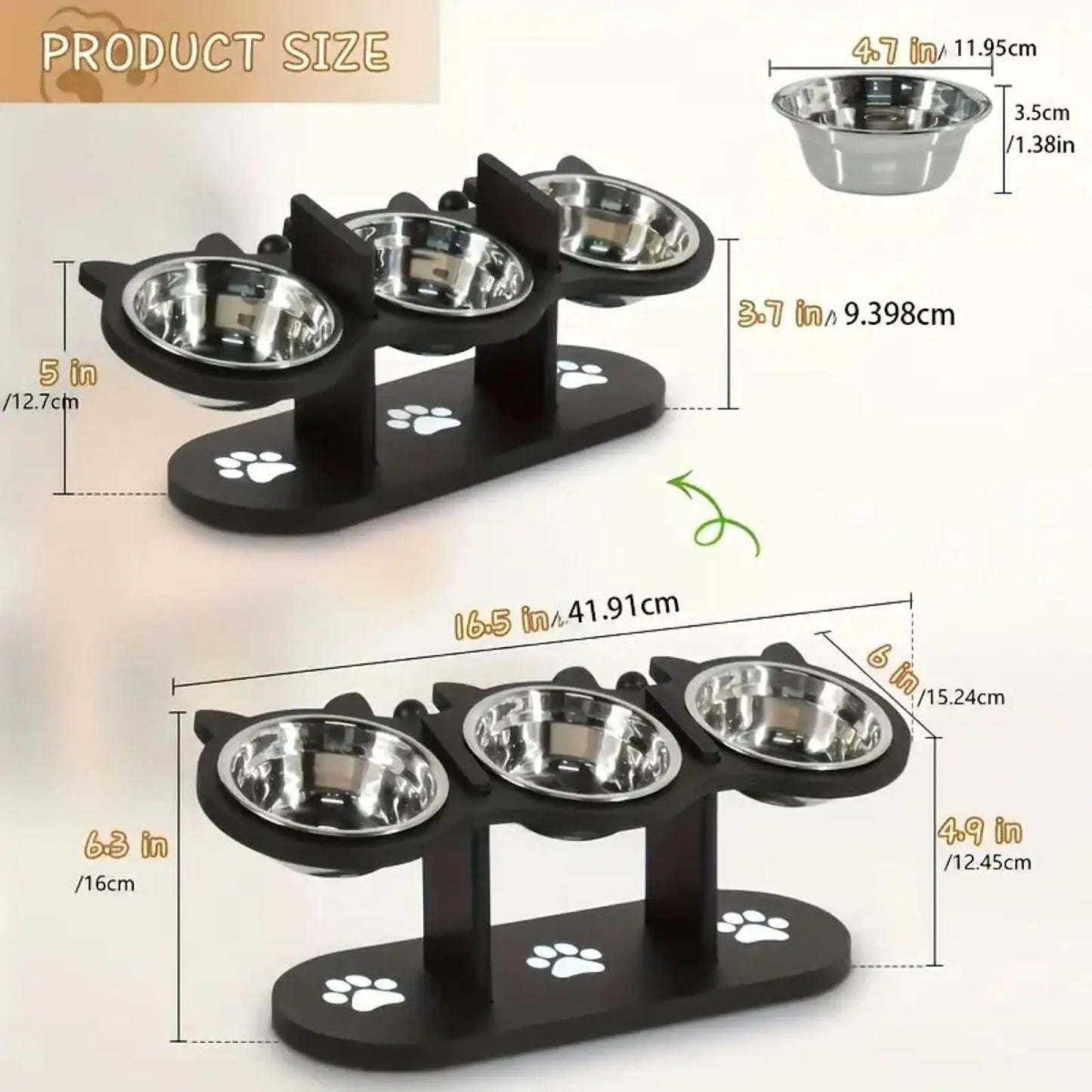 Adjustable Cat Bowls Elevated Cat Feeder Sturdy Food Dispenser Water Bowl Cat Accessories supplies for Home Small Dog Puppy Pet