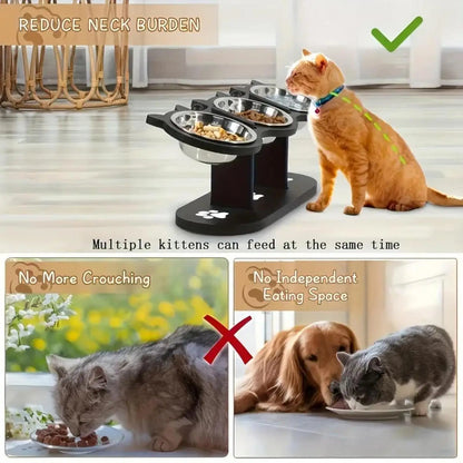 Adjustable Cat Bowls Elevated Cat Feeder Sturdy Food Dispenser Water Bowl Cat Accessories supplies for Home Small Dog Puppy Pet