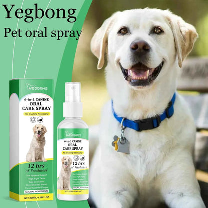 Yegbong Pet Oral Care Spray Natural Non-irritating Remove Yellow Stains Prevent Tartar and Plaque Eliminate Bad Breath Pet Spray