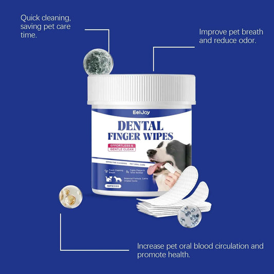 50PCS Pet Teeth Cleaning Finger Wipes Gentle Remove Tartar and Plaque Eliminating Bad Breath No-rinse Pet Tooth Cleaner Wipes