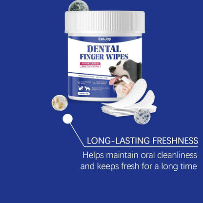 50PCS Pet Teeth Cleaning Finger Wipes Gentle Remove Tartar and Plaque Eliminating Bad Breath No-rinse Pet Tooth Cleaner Wipes