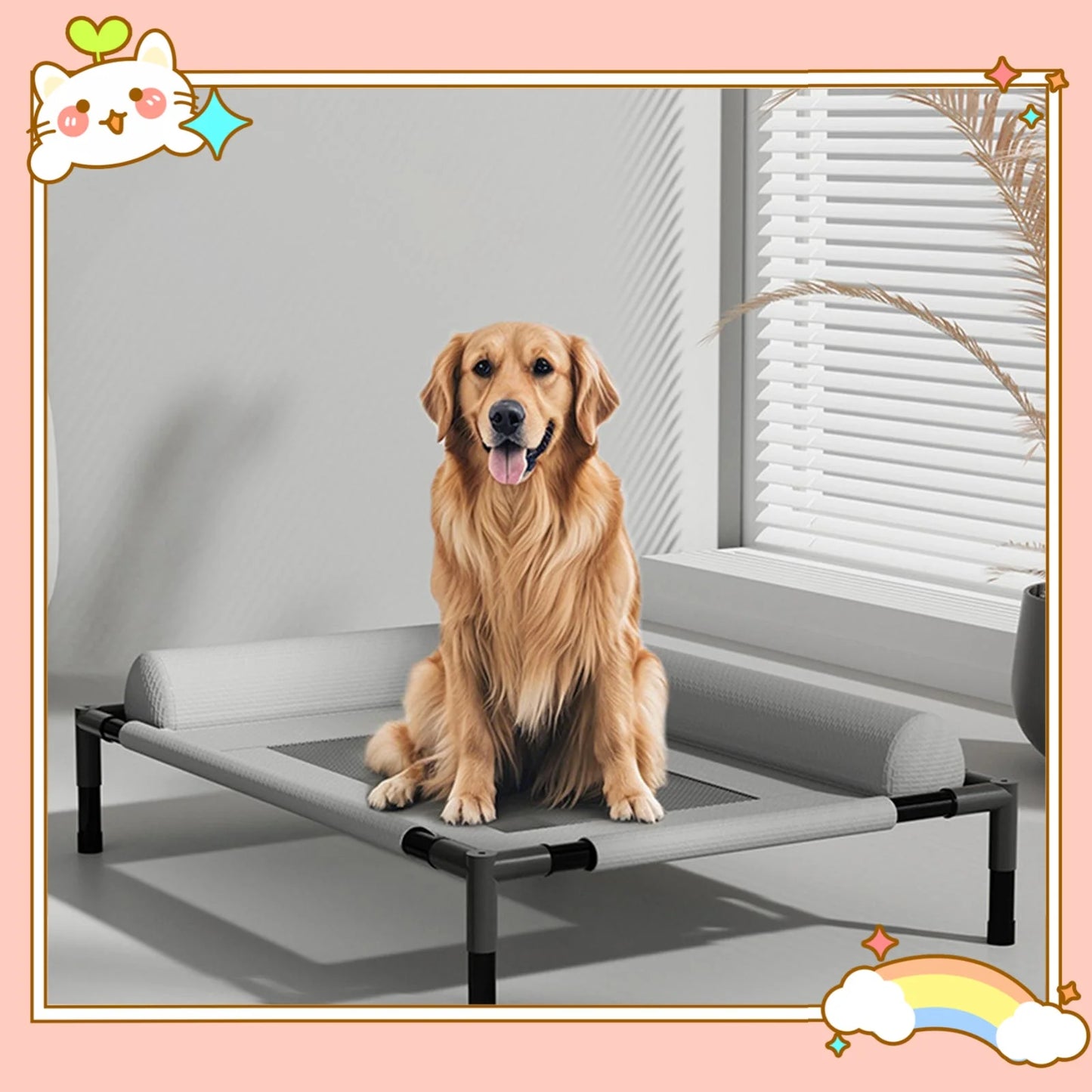 Elevated Cooling Dog Bed Portable Washable Dog Hammock Cat Bed for Cats Dogs Portable Dog Bed with Breathable Mesh Cot
