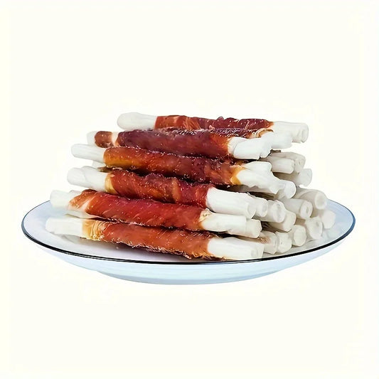4-Pack(4 x 100g/3.53oz) 400g/14.12oz Duck Wrapped Rawhide Sticks, Dog Treats For Small, Medium, & Large Dog