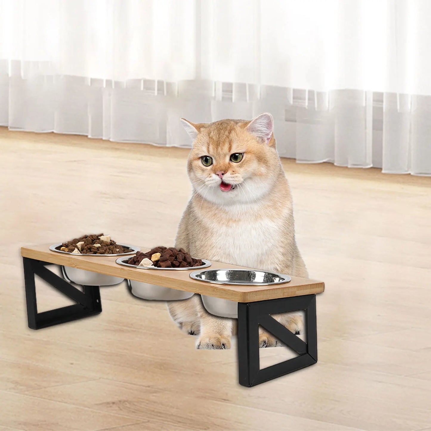 Adjustable Cat Bowls Elevated Cat Feeder Sturdy Food Dispenser Water Bowl Cat Accessories supplies for Home Small Dog Puppy Pet