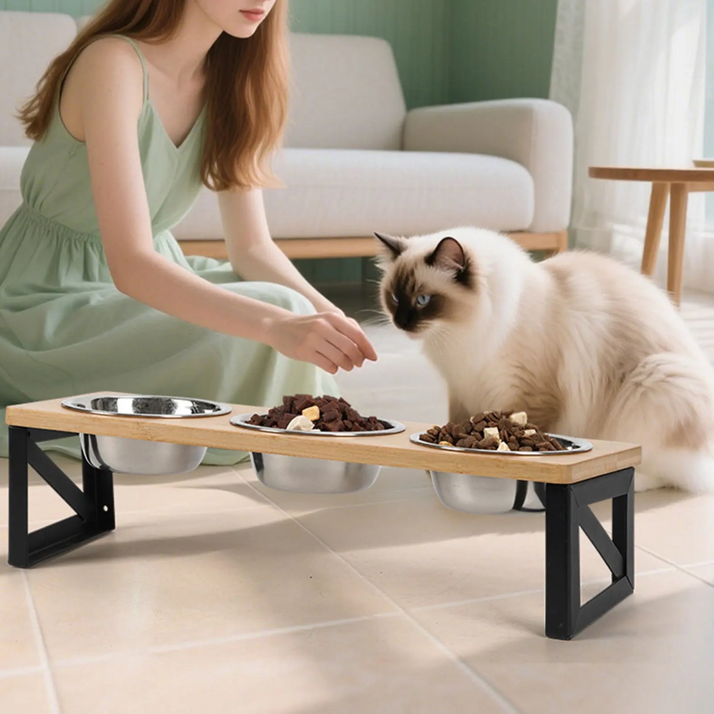 Adjustable Cat Bowls Elevated Cat Feeder Sturdy Food Dispenser Water Bowl Cat Accessories supplies for Home Small Dog Puppy Pet