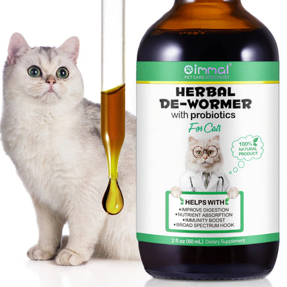 Cats Natural Broad Spectrum Treatment in Liquid Form for Tapeworm Whipworm Roundworm Hookworm Prevention Medication Supplements