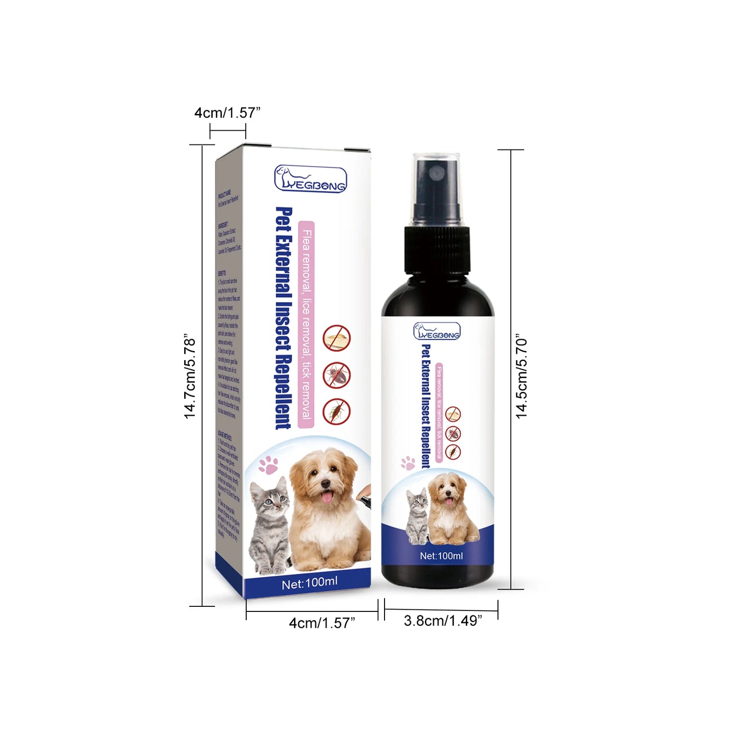 Yegbong Pet Insect Repellent Spray Pet Skin Cleaning Promote Pet Health Relief Discomfort Soothing Itching Pet Skin Care Spray