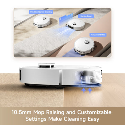 Refurbished 2-in-1 Robot Vacuum and Mop, 10KPa Suction, MopExtend, Self-Emptying Base for 75 Days of Cleaning, Self-cleaning and drying mops, Carpet Boost, L10s Ultra Gen2 Cleaning Bundle