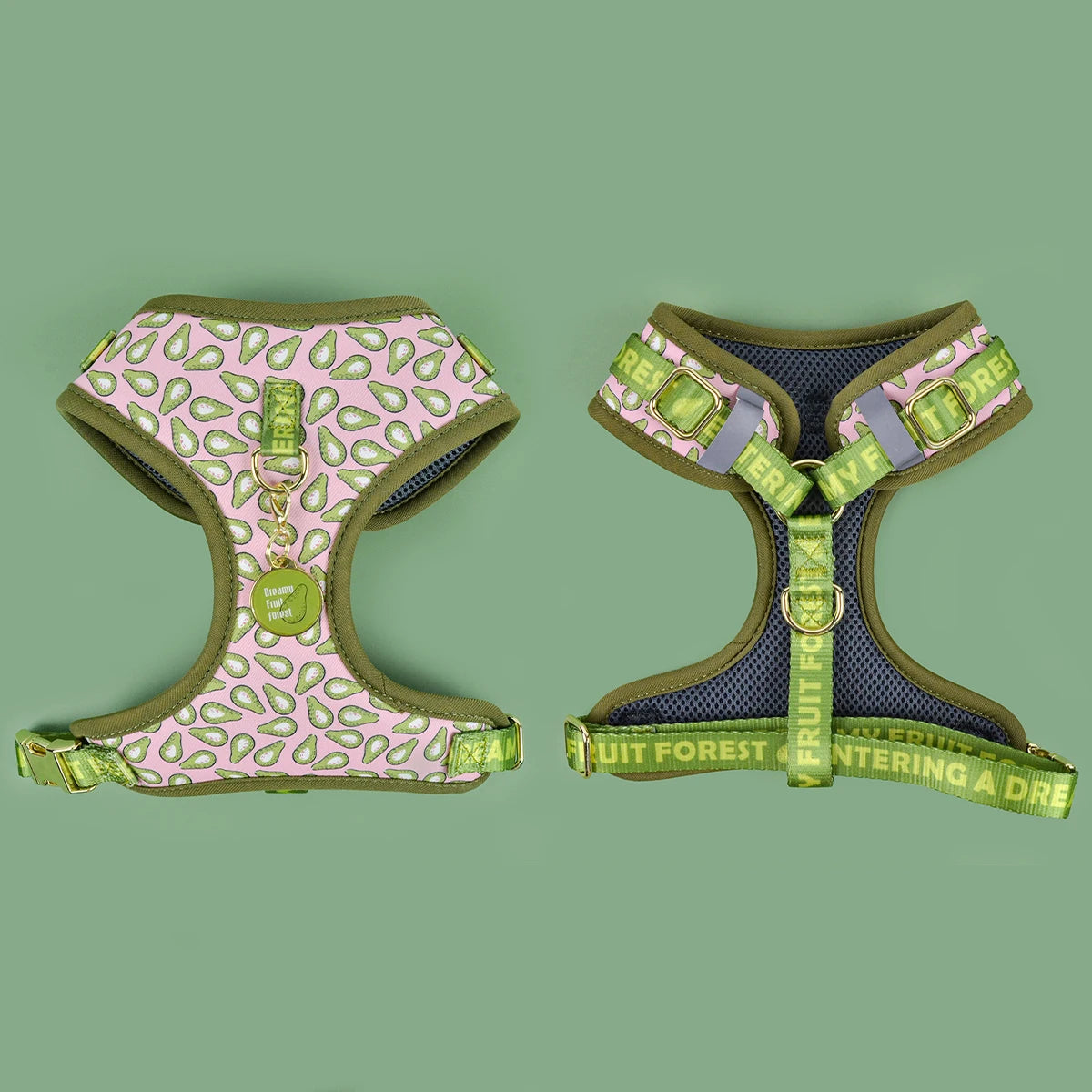 Romantic Holiday Curated Gift Light Luxury Adjustable Personalized Print Dog Harness + 1Pcs Tone Pet ID Tag Free With Purchase