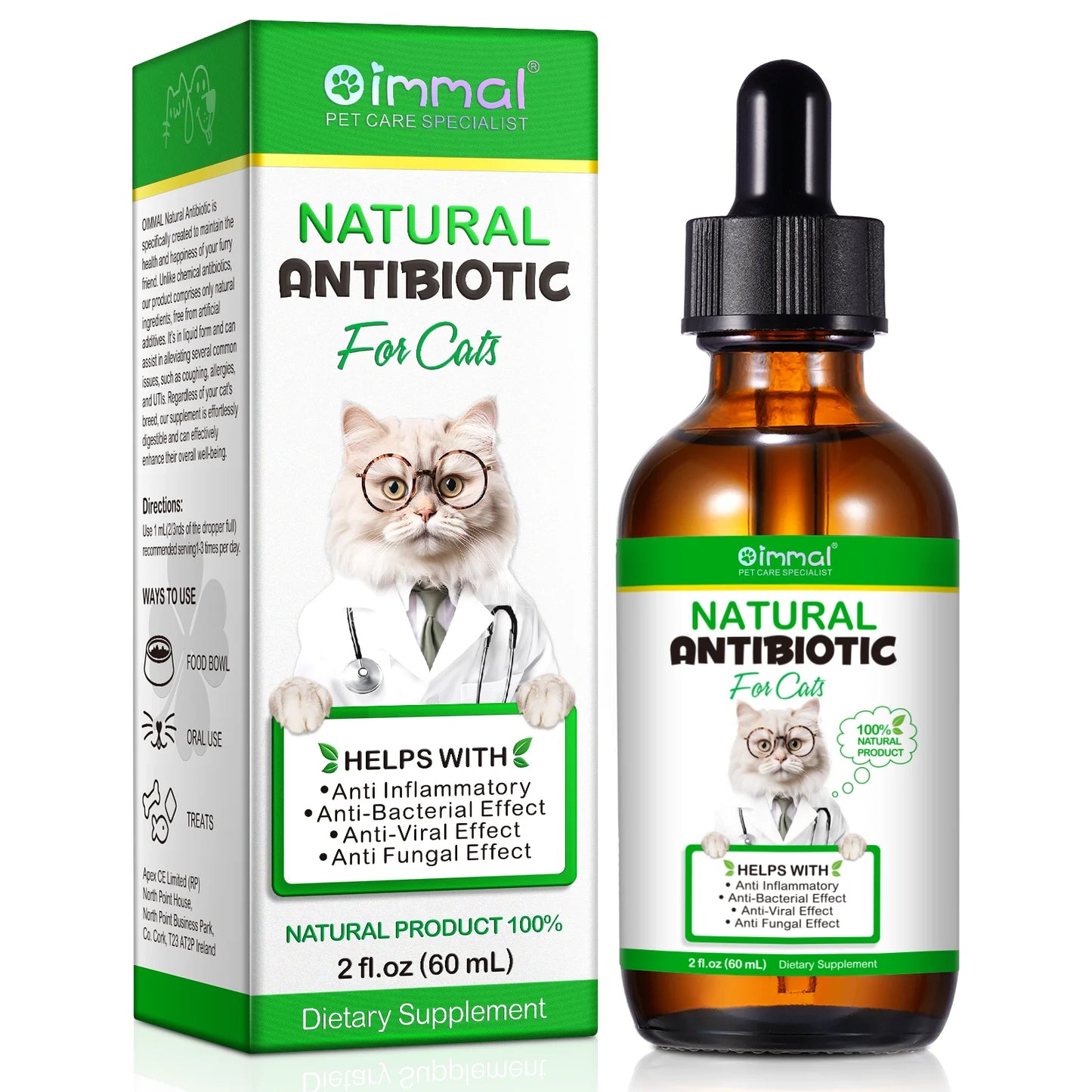 Natural Antibiotics for Cat Supports Pets Allergy Relief Itch Relief Multivitamin Help Cat Antiviral Antifungal in Liquid Form