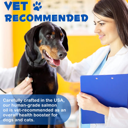 Fish Oil Soft Gels Omega-3 Fatty Acids for Dogs & Cats with EPA & DHA Promotes Heart Skin Coat Joint Support Pets Immune Health