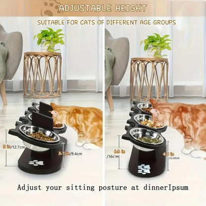 Adjustable Cat Bowls Elevated Cat Feeder Sturdy Food Dispenser Water Bowl Cat Accessories supplies for Home Small Dog Puppy Pet