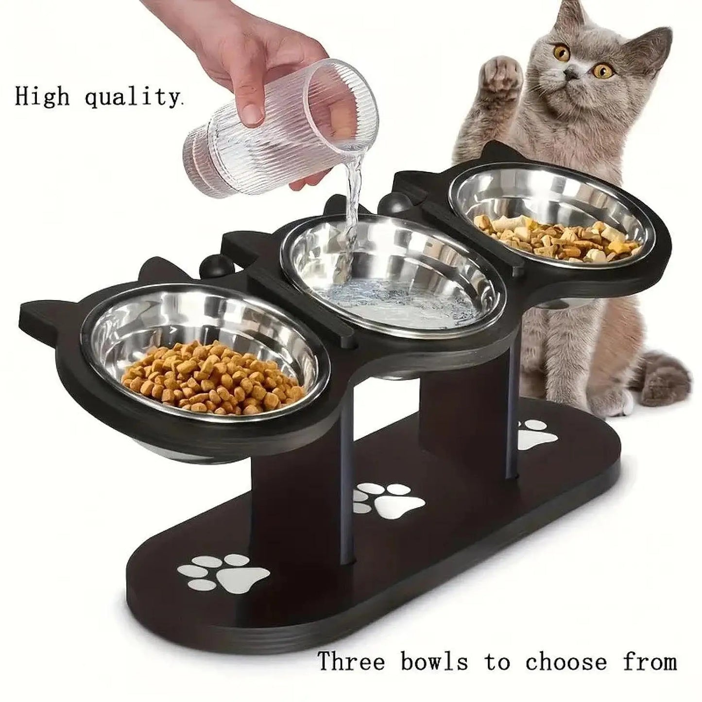 Adjustable Cat Bowls Elevated Cat Feeder Sturdy Food Dispenser Water Bowl Cat Accessories supplies for Home Small Dog Puppy Pet