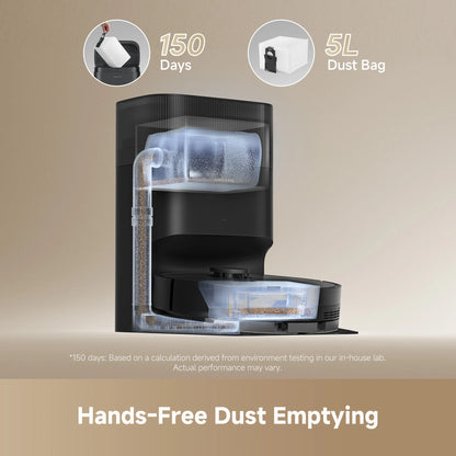 Refurbished Dreame GoVac 300 Robot Vacuum and Mop, 13000Pa Suction, Pet Hair Capets Friendly, Self-Emptying with 5L Dust Bag, LDS Mapping, App & Voice Control, Black