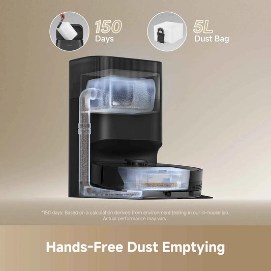 Refurbished Dreame GoVac 300 Robot Vacuum and Mop, 13000Pa Suction, Pet Hair Capets Friendly, Self-Emptying with 5L Dust Bag, LDS Mapping, App & Voice Control, Black