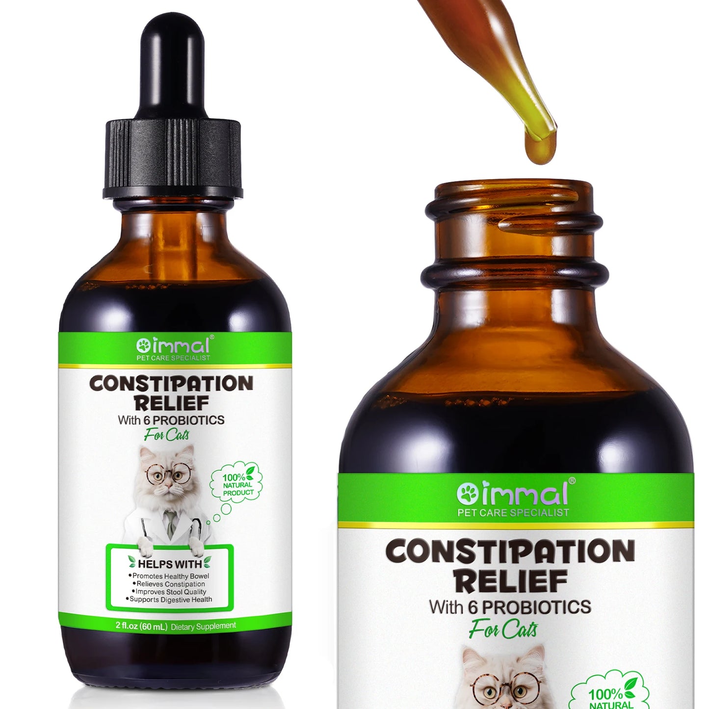 Cat Laxative Constipation Relief Support with 6 Probiotics Promotes Healthy Bowel Improve Stool Quality Support Digestive Health
