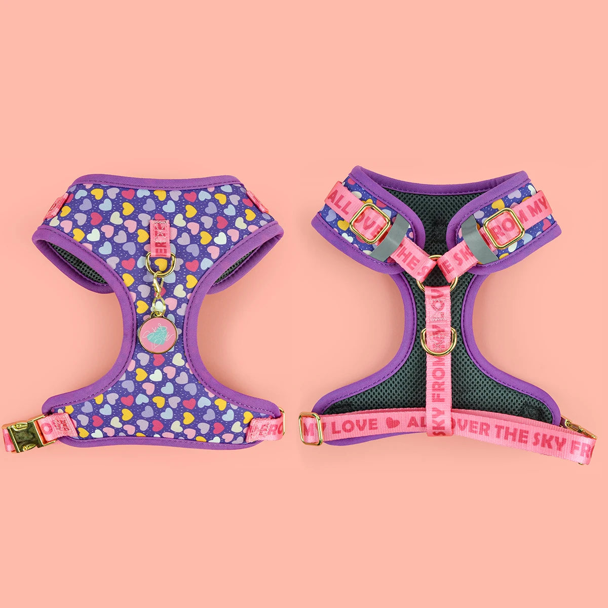Romantic Holiday Curated Gift Light Luxury Adjustable Personalized Print Dog Harness + 1Pcs Tone Pet ID Tag Free With Purchase