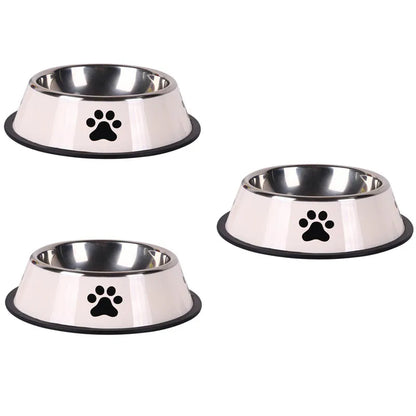 Stainless steel large capacity pet bowl dog food bowl multiple specifications anti-fall food bowl food bowl feeding pet supplies