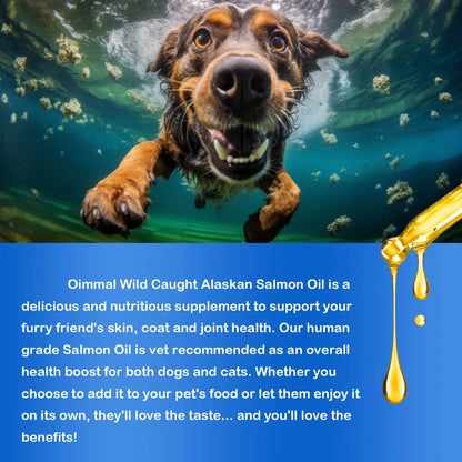 Premium Wild Alaskan Salmon Oil Omega-3-6 Fatty Acids with EPA DHA Supports Skin Coat Joint Health for All Ages Breeds Dogs Cats
