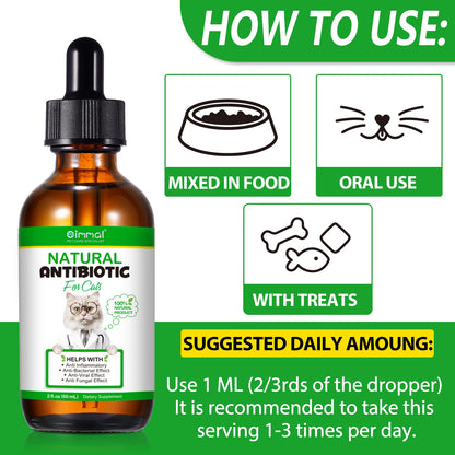 Natural Antibiotics for Cat Supports Pets Allergy Relief Itch Relief Multivitamin Help Cat Antiviral Antifungal in Liquid Form