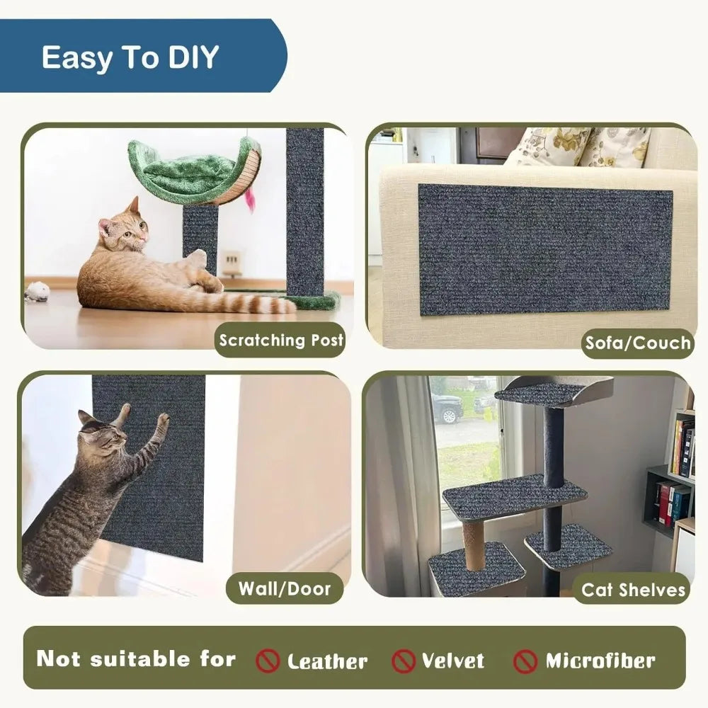 PLOVG Wall Self-Adhesive Anti Cat Scratch Sofa DIY Cats Scratch Protection Paws Sharpen Trimmable Carpet Cats Scratch Board ﻿