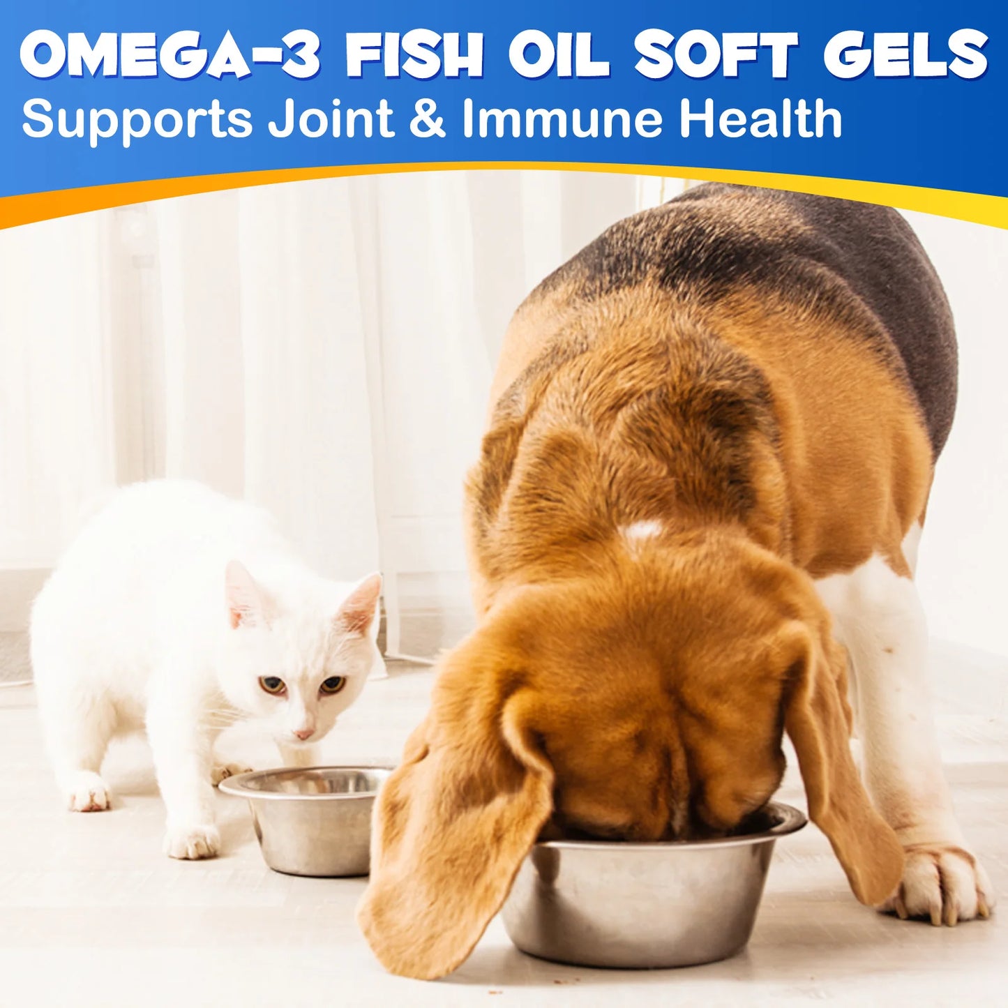 Fish Oil Soft Gels Omega-3 Fatty Acids for Dogs & Cats with EPA & DHA Promotes Heart Skin Coat Joint Support Pets Immune Health