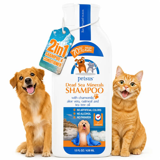 Oatmeal Dog & Cat Shampoo & Conditioner – Hypoallergenic, Natural Detangler with Aloe Vera & Tea Tree Oil – 15 fl oz