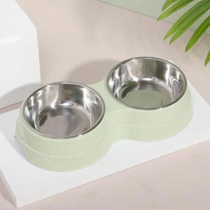 Double Bowls Stainless Steel Pet Feeder Dish Drinking Water Food Tray Cat Puppy Feeding Supplies 2024 New