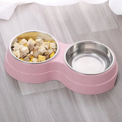 Double Bowls Stainless Steel Pet Feeder Dish Drinking Water Food Tray Cat Puppy Feeding Supplies 2024 New