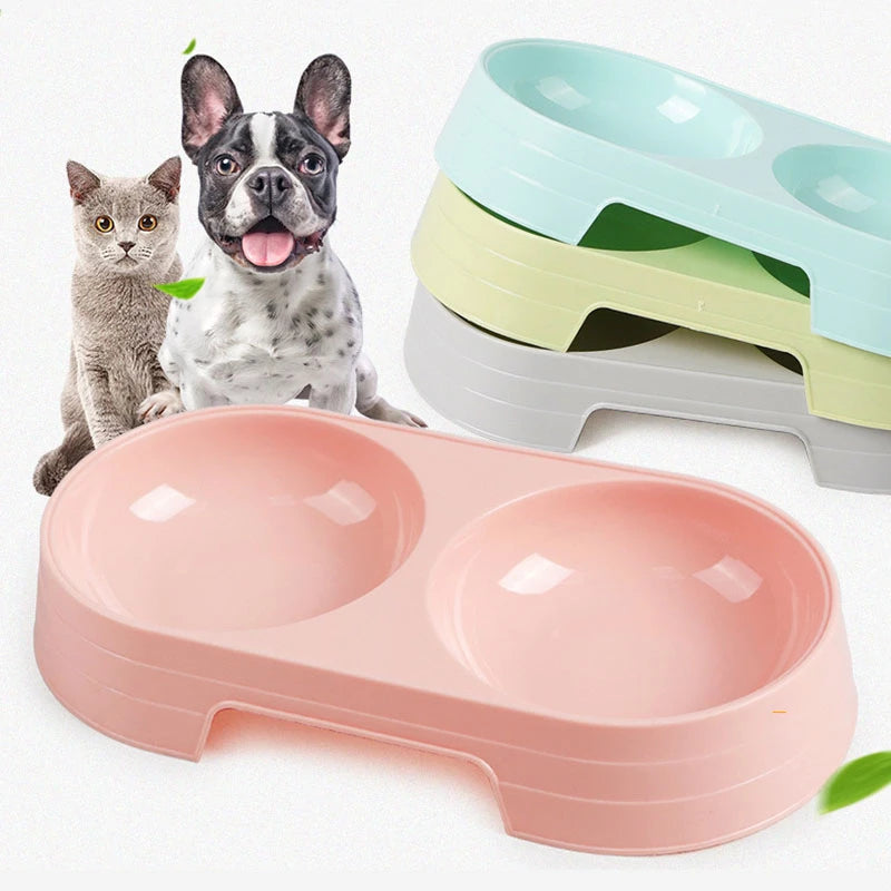Double Bowls Stainless Steel Pet Feeder Dish Drinking Water Food Tray Cat Puppy Feeding Supplies 2024 New