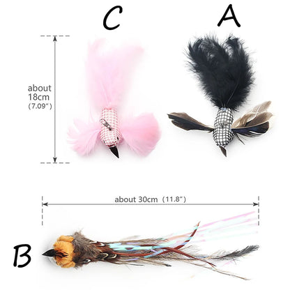 Replacement Head for Funny Cat Stick Toy Bell Various Kinds Cats Rod Feather Birds Teaser Toy for Kitten Pet Supplies