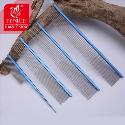 Fenice Metal Comb for Dogs Stainless Steel Pet Dog Cat Pin Comb Hair Brush Hairbrush Flea Comb Pets Acessorios Pet Grooming