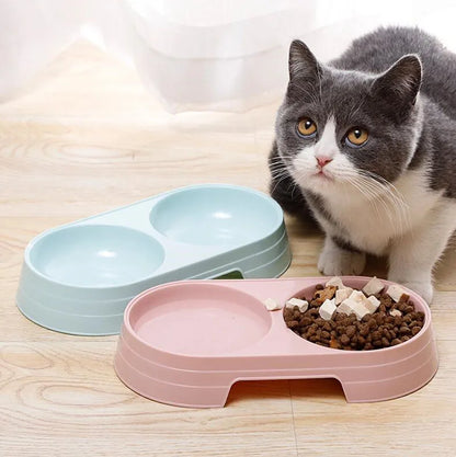 Double Bowls Stainless Steel Pet Feeder Dish Drinking Water Food Tray Cat Puppy Feeding Supplies 2024 New