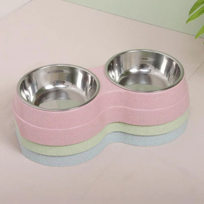 Double Bowls Stainless Steel Pet Feeder Dish Drinking Water Food Tray Cat Puppy Feeding Supplies 2024 New