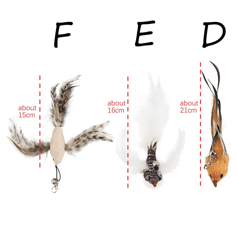 Replacement Head for Funny Cat Stick Toy Bell Various Kinds Cats Rod Feather Birds Teaser Toy for Kitten Pet Supplies