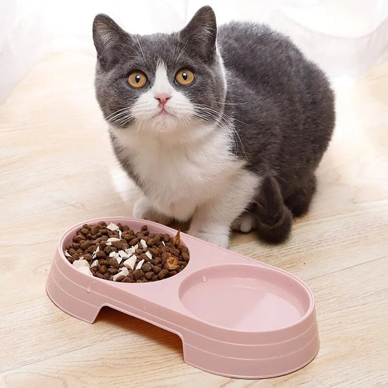 Double Bowls Stainless Steel Pet Feeder Dish Drinking Water Food Tray Cat Puppy Feeding Supplies 2024 New