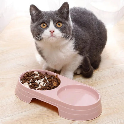 Double Bowls Stainless Steel Pet Feeder Dish Drinking Water Food Tray Cat Puppy Feeding Supplies 2024 New