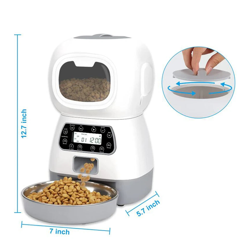 3.5L Dog Automatic Feeder with Voice Timing Stainless Steel Bowl Cat Dry Food Dispenser Tuya APP Smart Pet Feeder Dog Feeder