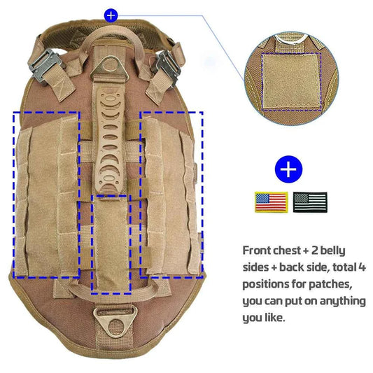 Tactical Dog Harness Military No Pull Pet Harness Vest For Medium Large Dogs Training Hiking Molle Dog Harness With Pouches