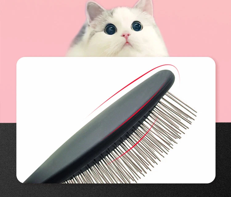Fenice Pet Hair Trimmer Comb Dog Cat Grooming Supply Brush Slicker Tool Open Knot Steel Needle Comb Long Hair Pet  Brush
