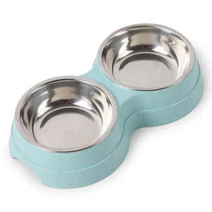 Double Bowls Stainless Steel Pet Feeder Dish Drinking Water Food Tray Cat Puppy Feeding Supplies 2024 New