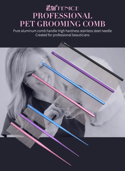 Fenice Metal Comb for Dogs Stainless Steel Pet Dog Cat Pin Comb Hair Brush Hairbrush Flea Comb Pets Acessorios Pet Grooming