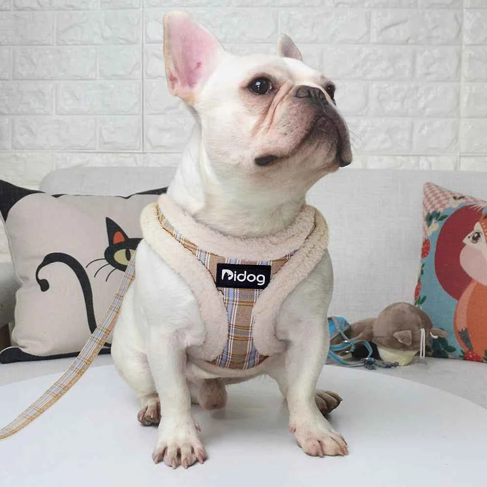 Winter Pet Dog Harness Soft Puppy Cat Harness Leash Set Warm Dogs Clothes No Pull Adjustable Vest For Small Dogs French Bulldog