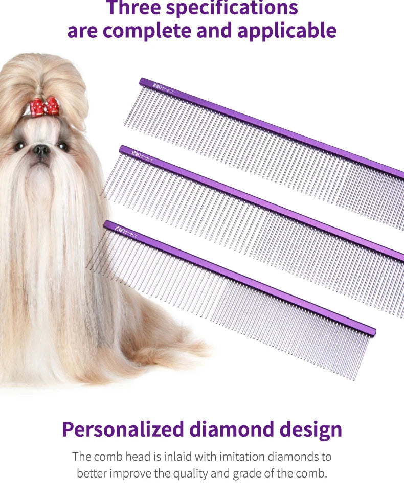 Fenice Metal Comb for Dogs Stainless Steel Pet Dog Cat Pin Comb Hair Brush Hairbrush Flea Comb Pets Acessorios Pet Grooming