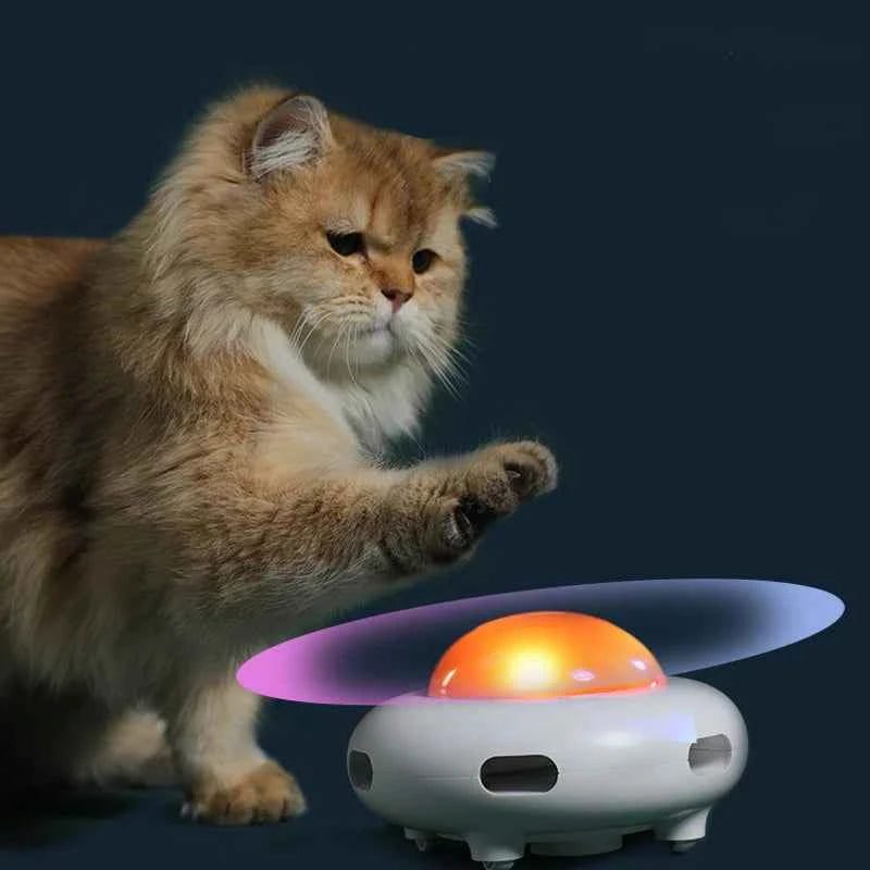 Pet Electronic UFO Smart Funny Cat Turntable Toy Intelligent Funny Cat Stick Game Rotating Turntable Cat Toy Automatic Cleaning