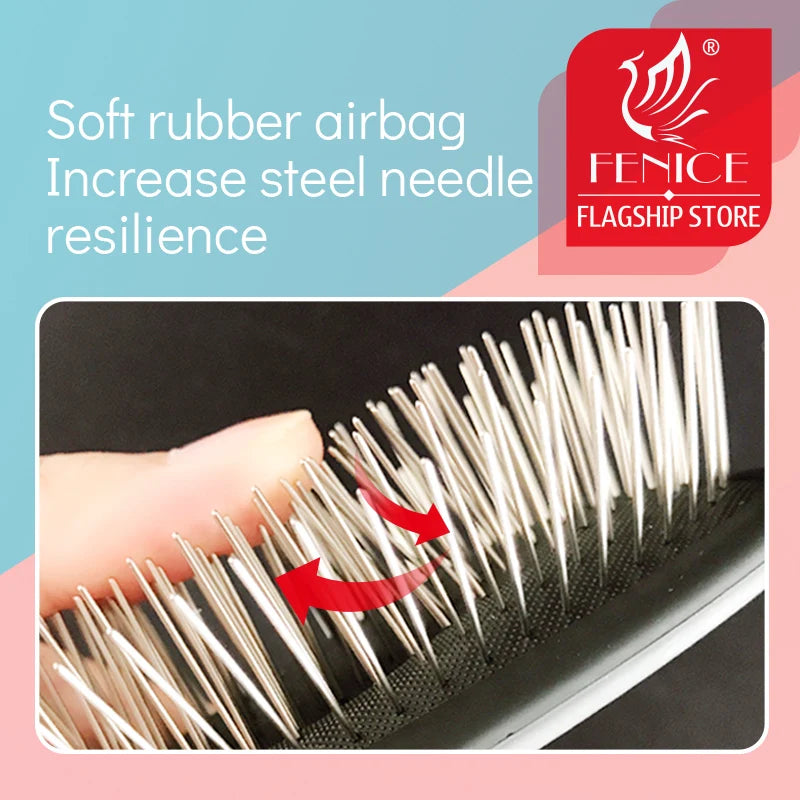 Fenice Pet Hair Trimmer Comb Dog Cat Grooming Supply Brush Slicker Tool Open Knot Steel Needle Comb Long Hair Pet  Brush