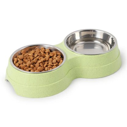 Double Bowls Stainless Steel Pet Feeder Dish Drinking Water Food Tray Cat Puppy Feeding Supplies 2024 New