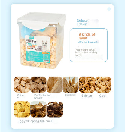 Cat snacks pet freeze-dried 500g freeze-dried barrel chicken chicken breast quail spring fish raw
