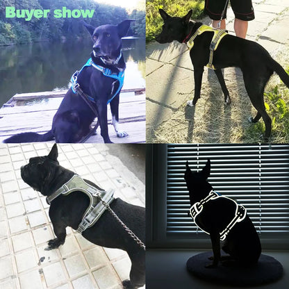 Reflective Nylon Pet Dog Harness Dog Padded Vest Adjustable Chest Strap Safety Lead All Weathers For large medium small Dogs