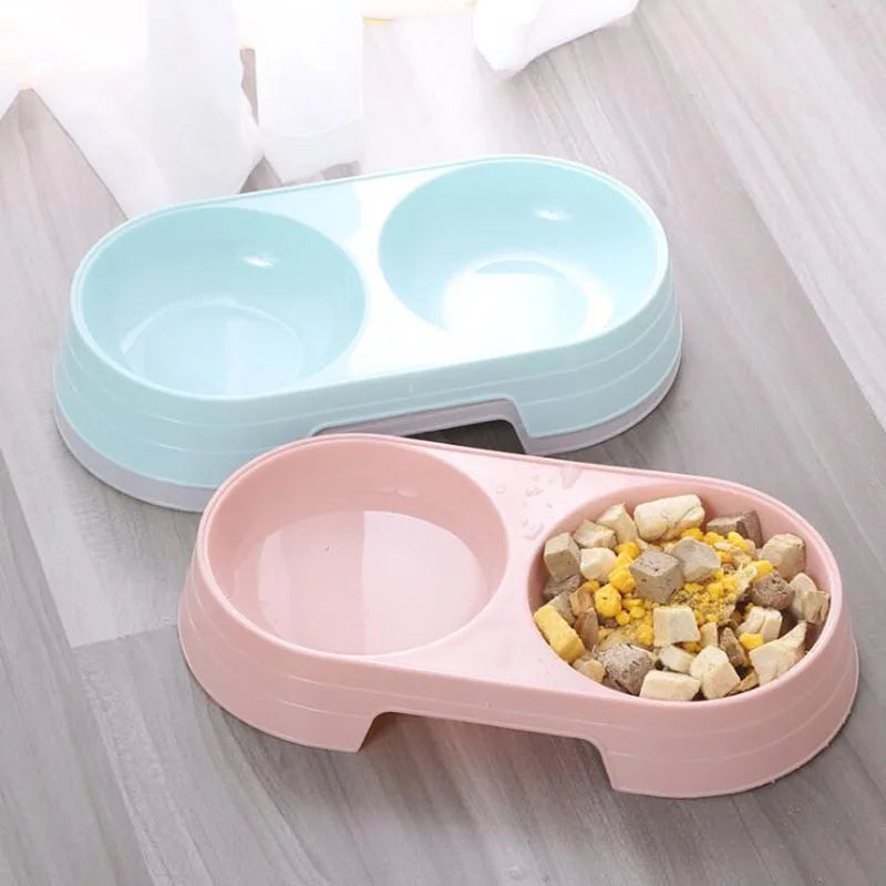 Double Bowls Stainless Steel Pet Feeder Dish Drinking Water Food Tray Cat Puppy Feeding Supplies 2024 New